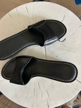 Ann Taylor Black Slide Sandals